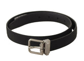 Dolce & Gabbana Black Canvas Leather Silver Tone Metal Buckle Belt -   -  Dolce & Gabbana.